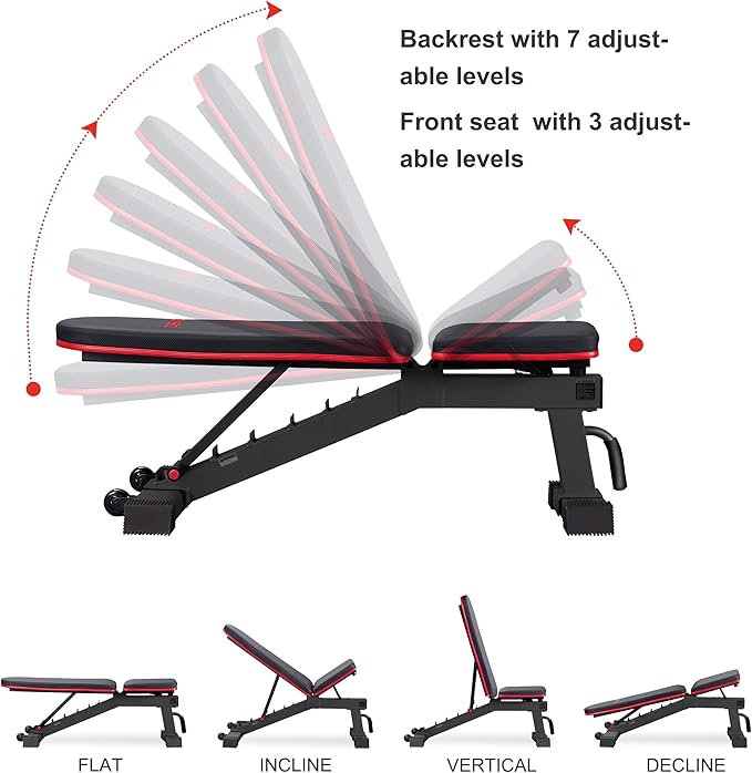 DERACY Adjustable Weight Bench for Full Body Workout