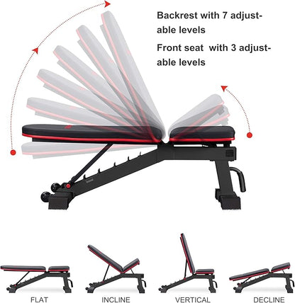 DERACY Adjustable Weight Bench for Full Body Workout