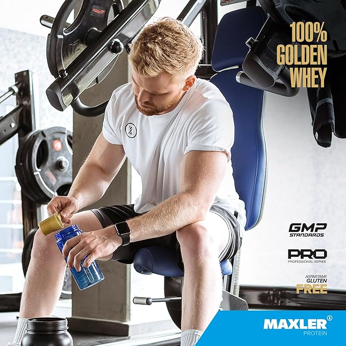 Maxler 100% Golden Whey Protein - 24g of Protein per Serving - Premium Whey Protein Powder for Pre Post Workout - Fast-Absorbing Whey Concentrate Isolate Hydrolysate Blend - Raspberry Cheesecake 2 lb