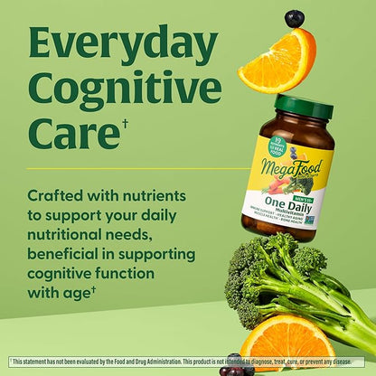 MegaFood Men's 55+ One Daily - Multivitamin for Men with Vitamin B12, Vitamin C, Vitamin D & Zinc - Optimal Aging & Immune Support Supplement - Vegetarian - Made Without 9 Food Allergens - 90 Tabs