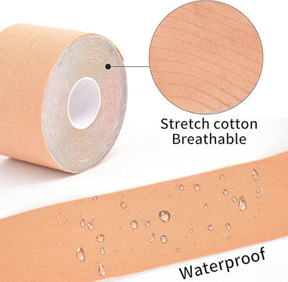 Kinesiology Tape 4 Rolls, Original Cotton Elastic Premium Athletic Tape,16.4 ft Uncut Tape,Hypoallergenic and Waterproof for Muscle Pain Relief and Joint Support