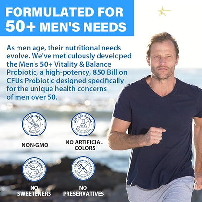 Probiotics for Men, Advanced 50+ Mens Probiotic, Comprehensive Gut & Energy Support with 850 Billion CFU, 1800mg Prebiotics Fiber – Tailored Wellness mens probiotics for gut health over 50, 630Capsule