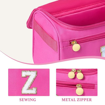 COSHAYSOO Christmas Valentines Galentines Day Fall Travel Gifts for Women Friend Sister Bestie Happy Birthday Party Favor Present, Large Hanging Toiletry Bag Skin Care Toiletries Hot Pink Letter Z