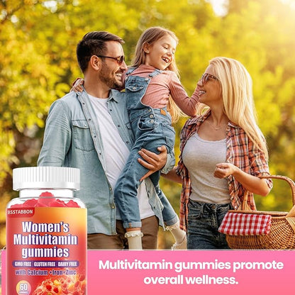 Women's Multivitamin Gummies Peach Flavor, Contains 6 Essential Vitamins (Vitamin A,B6,B12,C, D, E) and Multiple Mineral Values for Skin, Hair, Energy, Immune(60 Gummies) (60 Count)