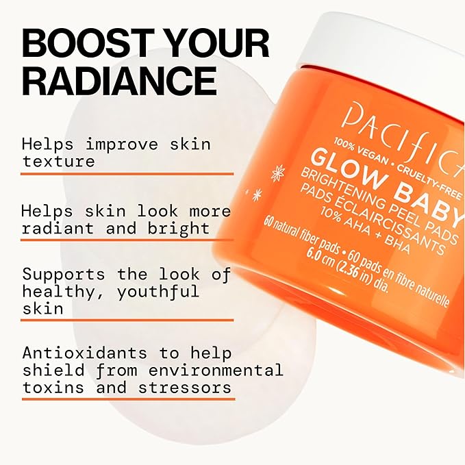 Pacifica Glow Baby Complete Skincare Set – 6 Piece Vitamin C Brightening Collection (Face Wash, Peel Pads, Booster Serum, Moisturizer, Eye Cream, Sheet Mask), 100% Vegan