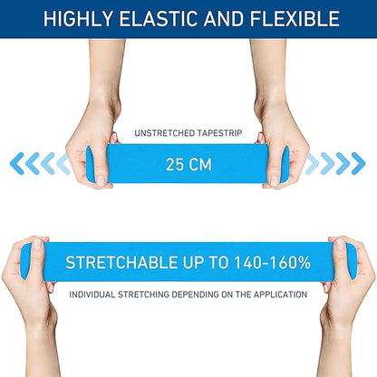 Kinesiology Tapes PRECUT Mix Set | 60 Pre-Cut Multicolored Sport Tape Strips 10 x 2 in - on 3 Rolls | Waterproof • Skin-Friendly • Elastic | Kinesiology Tapes Ideal for Sports