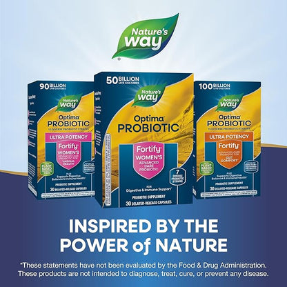 Nature's Way Fortify Optima Probiotic for Women, 50 Billion Live Cultures, 7 Strains, Supports Digestive and Immune Health*, 30 Capsules (Packaging May Vary)