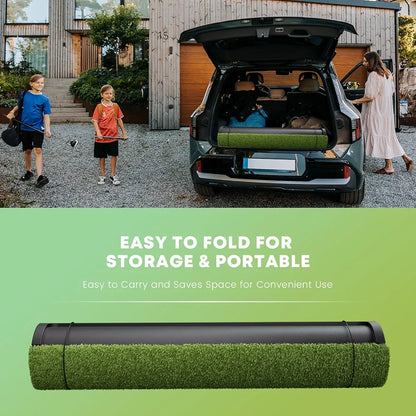 Integrated 5x4ft & 6x4ft Golf Mat with Ball Tray, Thickening Golf Mats Practice Outdoor & Indoor, Artificial Turf Matt with 3 Tees for Hitting, Driving, Chipping, Swing in Backyard, Garage or Basement