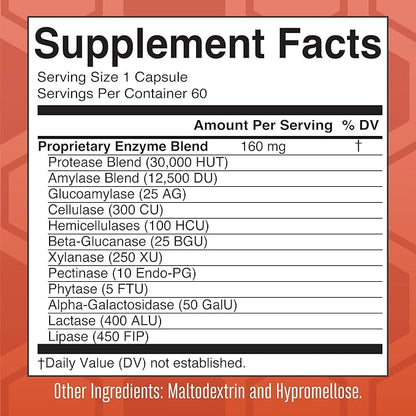 MaryRuth Organics Gluten Enzymes Capsules | Up to 2 Month Supply | Enzyme Supplement for Gut Health Support | Gluten Digestion | & Nutrient Absorption | Vegan | Gluten Free | 60 Count