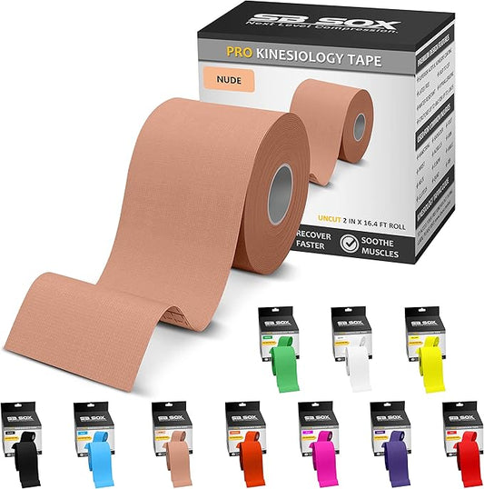 SB SOX Pro Synthetic Kinesiology Tape (Precut & Uncut Options) – Longer Lasting Performance Fabric Option to Our Original Cotton Kinesiology Tape - Also Latex Free, Water Resistant! (Nude - Uncut)