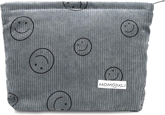 Corduroy Makeup Bag Cosmestic Bag Large Capacity Ladies Women Aesthetic Make Up Organizer Accessories Zipper Pouch Purse Grey