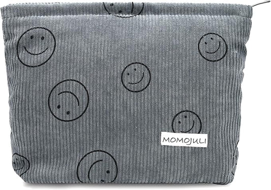 Corduroy Makeup Bag Cosmestic Bag Large Capacity Ladies Women Aesthetic Make Up Organizer Accessories Zipper Pouch Purse Grey