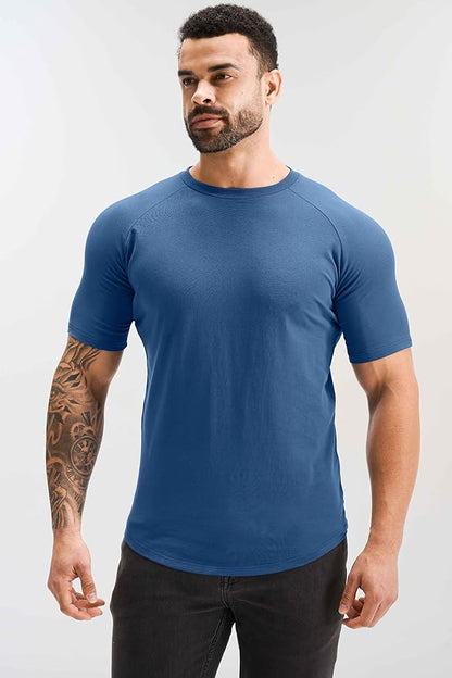 GYM REVOLUTION Men's 5 Pack Workout Gym Hipster Curved Hem Muscle Fitness Hip Hop T Shirts