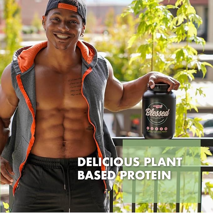 BLESSED Vegan Protein Powder - Plant Based Protein Shake Meal Replacement Powder - 23g of Pea Protein Powder for Women & Men, Dairy Free, Gluten Free, No Sugar Added, 30 Servings (Choc Peppermint)