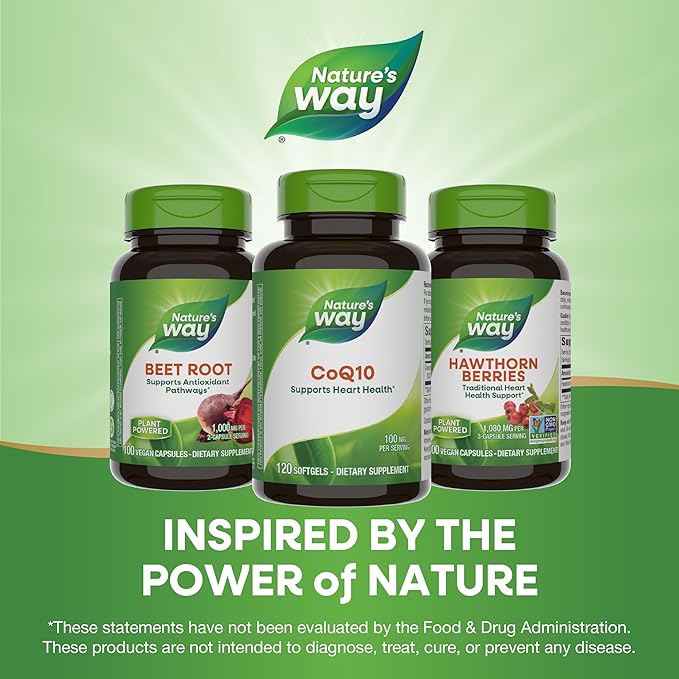 Nature's Way CoQ10 with Ubiquinone, Supports Heart Health*, Supports Cellular Energy Production*, 100 mg per Serving, 120 Softgels (Packaging May Vary)