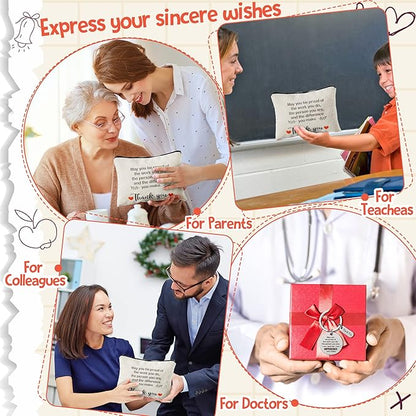 WATINC Appreciation Keychain Thank You Gifts Set - 6Pcs Thank You Key Chains & 6Pcs Proud of You Make a Difference Makeup Cosmetic Bags Inspirational Presents Bulk for Teacher Man Wowen