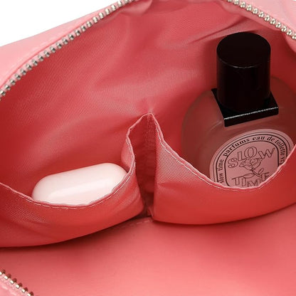 Organizer Bag Lightweight Cosmetic Bag with Ring Clasp Perfect Travel Makeup Bag for Women nylon Stand Up Design (Pink/Nylon)