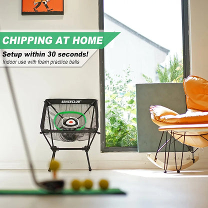 Foldable Chipping Net and Mat & Portable 3 Holes Putting Mat