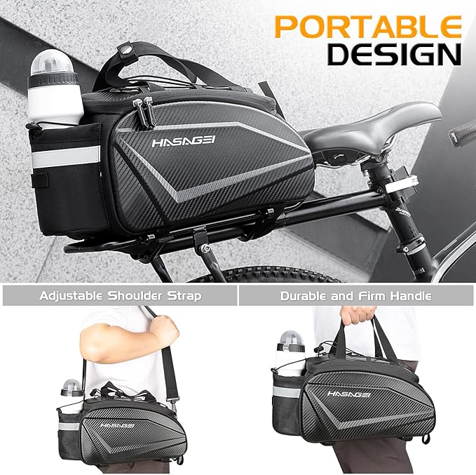 Bike Bag,Bicycle Bag,Bike Rack Bag,About 9L Big Capacity,Waterproof,Toolless Installation,Durable,With Portable Strap & Rain Cover Bike Trunk Storage Travel Bag Panniers