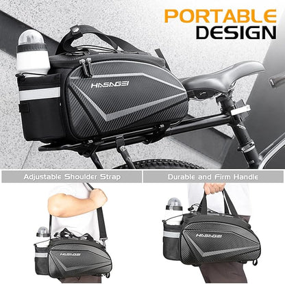 Bike Bag,Bicycle Bag,Bike Rack Bag,About 9L Big Capacity,Waterproof,Toolless Installation,Durable,With Portable Strap & Rain Cover Bike Trunk Storage Travel Bag Panniers