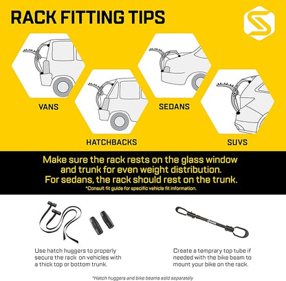 Saris Bones EX 3-Bike Trunk Rack Bicycle Carrier, Durable, Rust-Free, Anti-Sway Straps, Fits Most Vehicles, Made in USA, Arc-Based Design, 100% Recyclable Materials