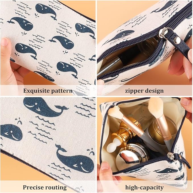 SUMAJU 8 Pcs Canvas Cosmetic Bag, Multi-function Travel Makeup Bag Cosmetic Pouch with Zipper Travel Toiletry Bag Small Makeup Pouch Christmas Gifts Stocking Stuffers for Women
