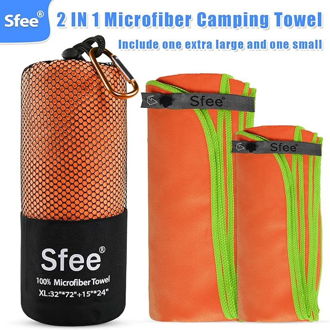 Sfee 2 Pack Microfiber Travel Towel