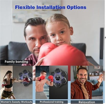 Music Boxing Machine, Wall Mounted Boxing Machine for Adults Kids, Bluetooth Smart Boxing Trainer with Boxing Gloves, Electronic Boxing Workout Equipment Target for Home Gym, 9 Modes & 9 Speeds