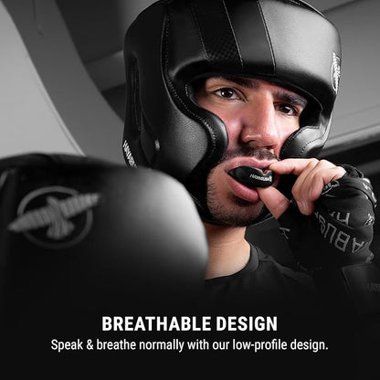 Hayabusa Combat Sports Mouth Guard Youth, Kids and Adult Sizes Comes with Case - Black/Red, Adult