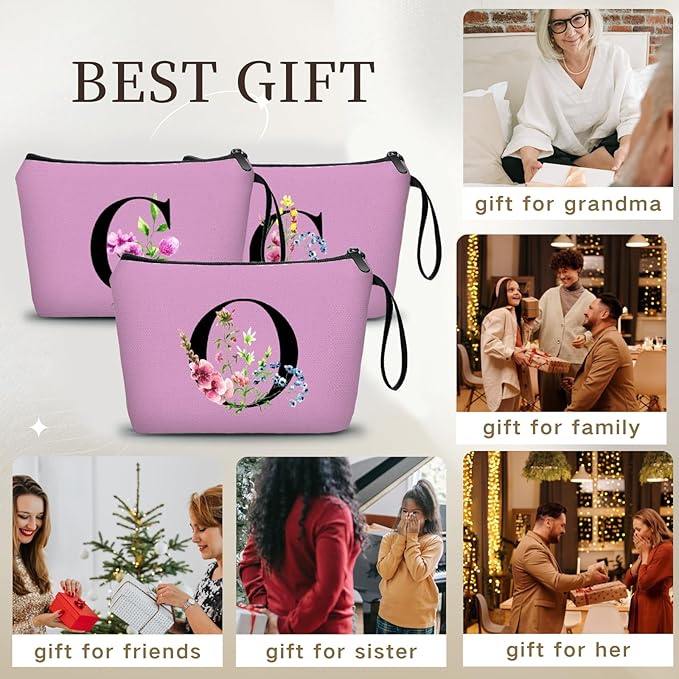 SEAMOON Happy Birthday Friendship Bridesmaid Team Gifts for Employees Women Mom Girl Daughter Teenage Personalized Make up Cosmetic Bag Travel with Mirror Mothers Day Christmas Graduation O