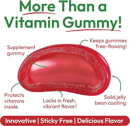 Probiotic Jelly Bean Gummies for Men and Women, Probiotic Supplements for Digestive Health, Nutritional Vegetarian Supplements, 120 Strawberry Blast Jelly Beans, Kosher