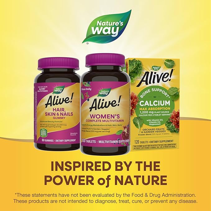 Nature's Way Alive! Daily Complete Multivitamin for Women, Supports Energy Metabolism, Hair, Skin & Nails*, B-Vitamins, 130 Tablets, 130 Tablets (Packaging May Vary)