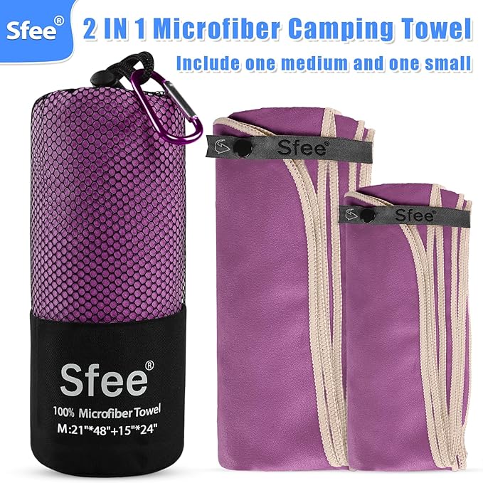 Sfee 2 Pack Microfiber Travel Towel
