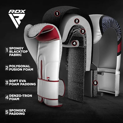 RDX Boxing Gloves EGO, Sparring Muay Thai Kickboxing MMA Heavy Training Mitts, Maya Hide Leather, Ventilated, Long Support, Punching Bag Workout Pads, Men Women Adult 8 10 12 14 16 oz