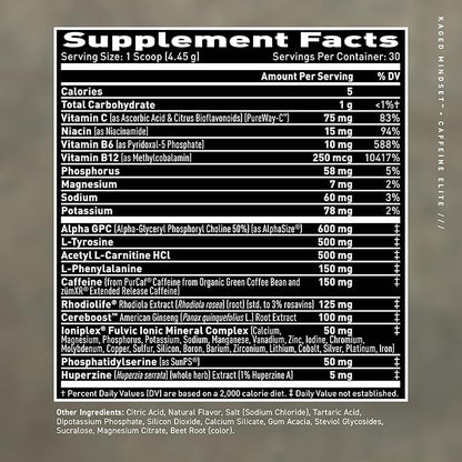 Kaged Nootropic Mindset Elite | Focus and Productivity Supplement | Organic Caffeine | Supports Working Memory, Focus, Energy, and Mood* | Strawberry Lemonade - 30 Servings