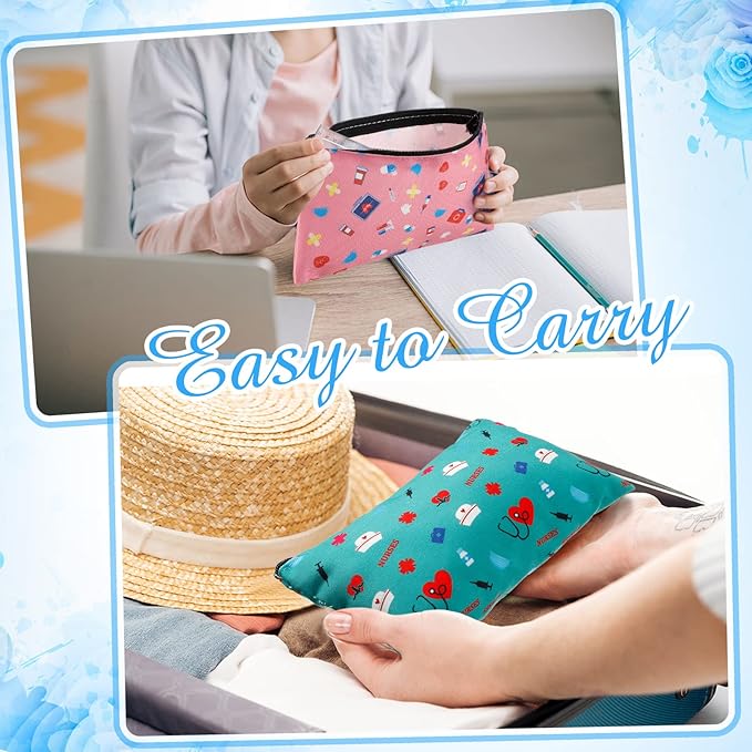 Reginary 20 Pieces Nurse Cosmetic Bag Nurse Practitioner Gifts for Women Nursing Makeup Bag Canvas Cosmetic Cute Pouch for Purse