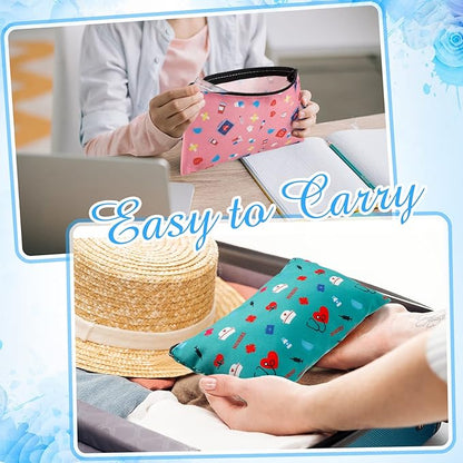 Reginary 20 Pieces Nurse Cosmetic Bag Nurse Practitioner Gifts for Women Nursing Makeup Bag Canvas Cosmetic Cute Pouch for Purse