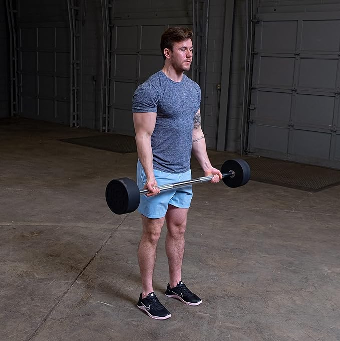 Body-Solid Rubber Coated Fixed Weights Straight Barbells- Weighted