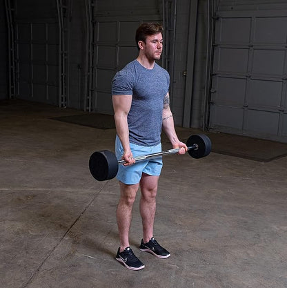 Body-Solid Rubber Coated Fixed Weights Straight Barbells- Weighted