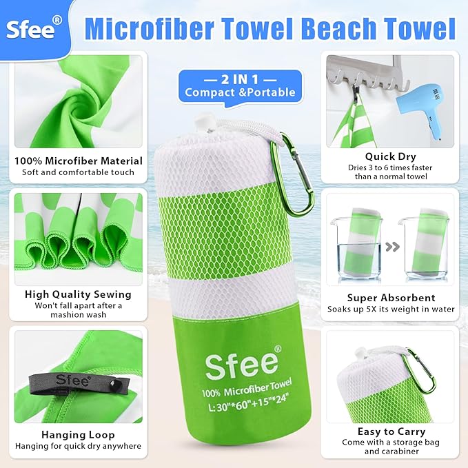 Sfee 2 in 1 Microfiber Oversized Beach Towel