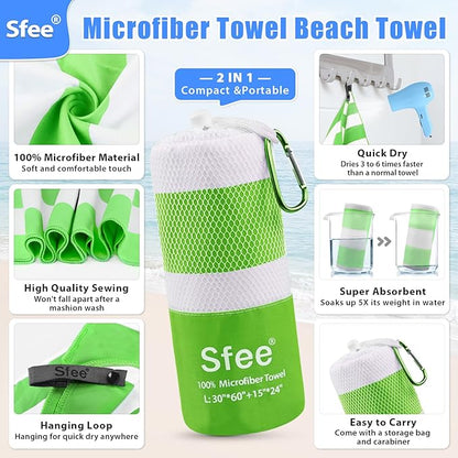 Sfee 2 in 1 Microfiber Oversized Beach Towel
