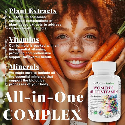 Women's Multivitamin & Mineral Complex with Plant-Based Extracts - Hair Skin and Nails Vitamins - Foundational Multivitamin for Women - 30 Day Supply