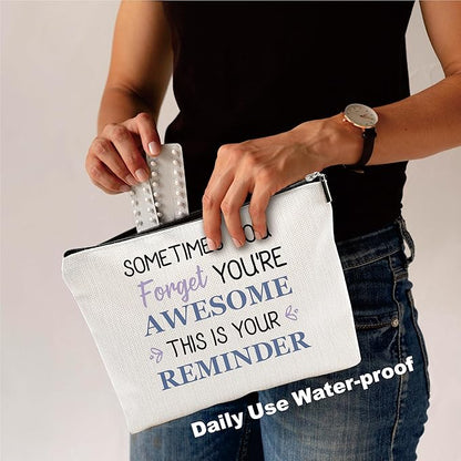 Inspirational Makeup Bag - You're Awesome - Positive Quotes Reminder Cosmetic Bag, Toiletry Bag Gift For Girls, Teen, Sister, Besties, Personal Care & Accessories - A03