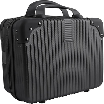 Framendino, Portable Hard Shell Cosmetic Organizer Bag Travel Case Hand Luggage With Elastic Band Black