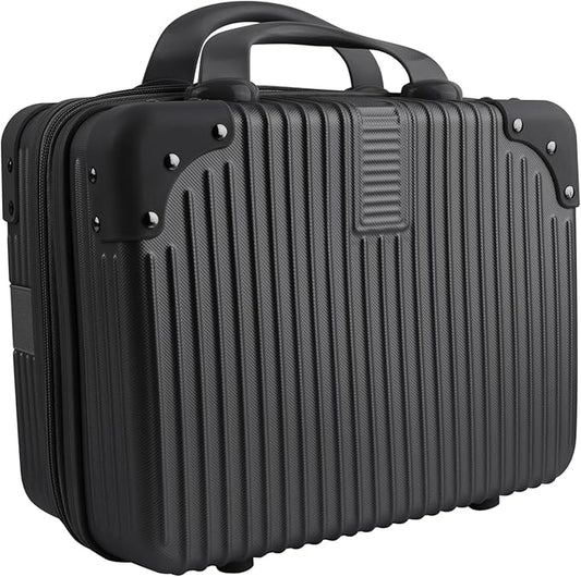 Framendino, Portable Hard Shell Cosmetic Organizer Bag Travel Case Hand Luggage With Elastic Band Black