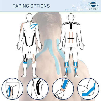 Kinesiology Mixed Set of 3 Units from axion | Different Waterproof Colours | Skin-Friendly Elastic Self-Adhesive Bandage Physio Tape | Ideal for Sports and Everyday Use, Soccer Tape