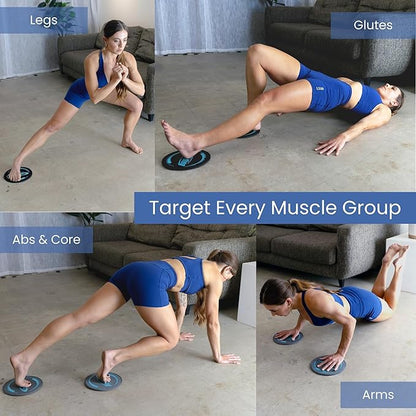 Gliding Discs for Working Out - Exercise Sliders 1 Pair, 4 Streaming