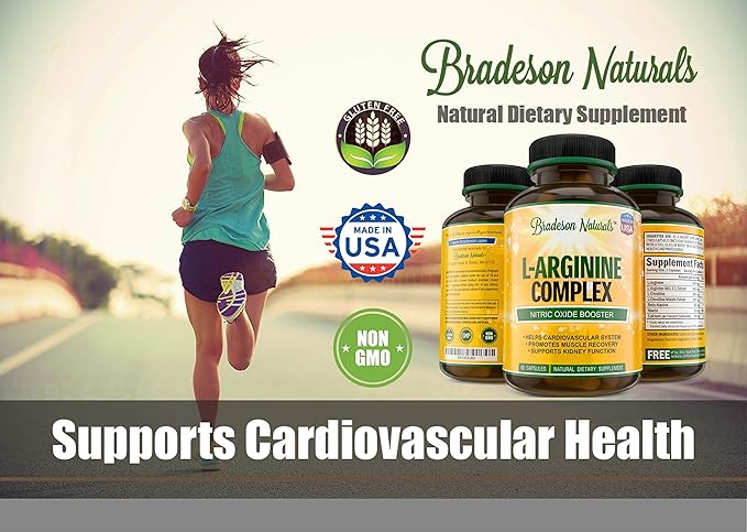 L Arginine - 1340mg Nitric Oxide Booster with L-Citrulline & Essential Amino Acids for Heart and Muscle Gain - Nitric Oxide Boost Supplement for Endurance and Energy - 60 Capsules. Made in USA
