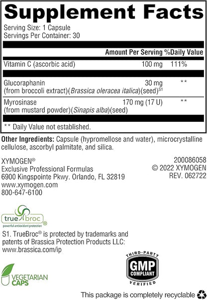 XYMOGEN OncoPLEX Plus Myrosinase - Glucoraphanin Supplement with Broccoli Seed Extract + Myrosinase to Promote Enhanced Conversion to Sulforaphane - Supports Detox, Antioxidant Activity (30 Capsules)