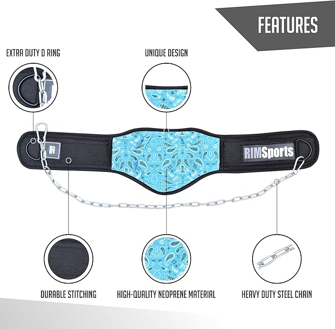 RIMSports Dip Belt For Weight Lifting - Weighted